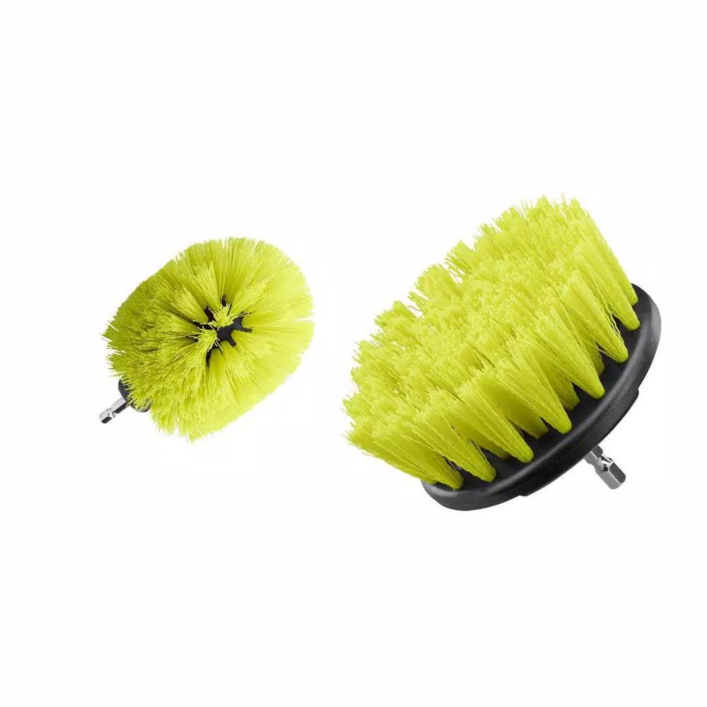RYOBI Medium Bristle Multi-Purpose Cleaning Brush Kit, 2-Piece Hex Shank