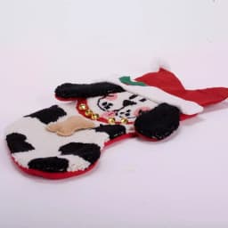 Glitzhome 22 in. Hooked 3D Dog Christmas Stocking - Red, White, and Black Spotted Dog Holiday Decor thumbnail 2
