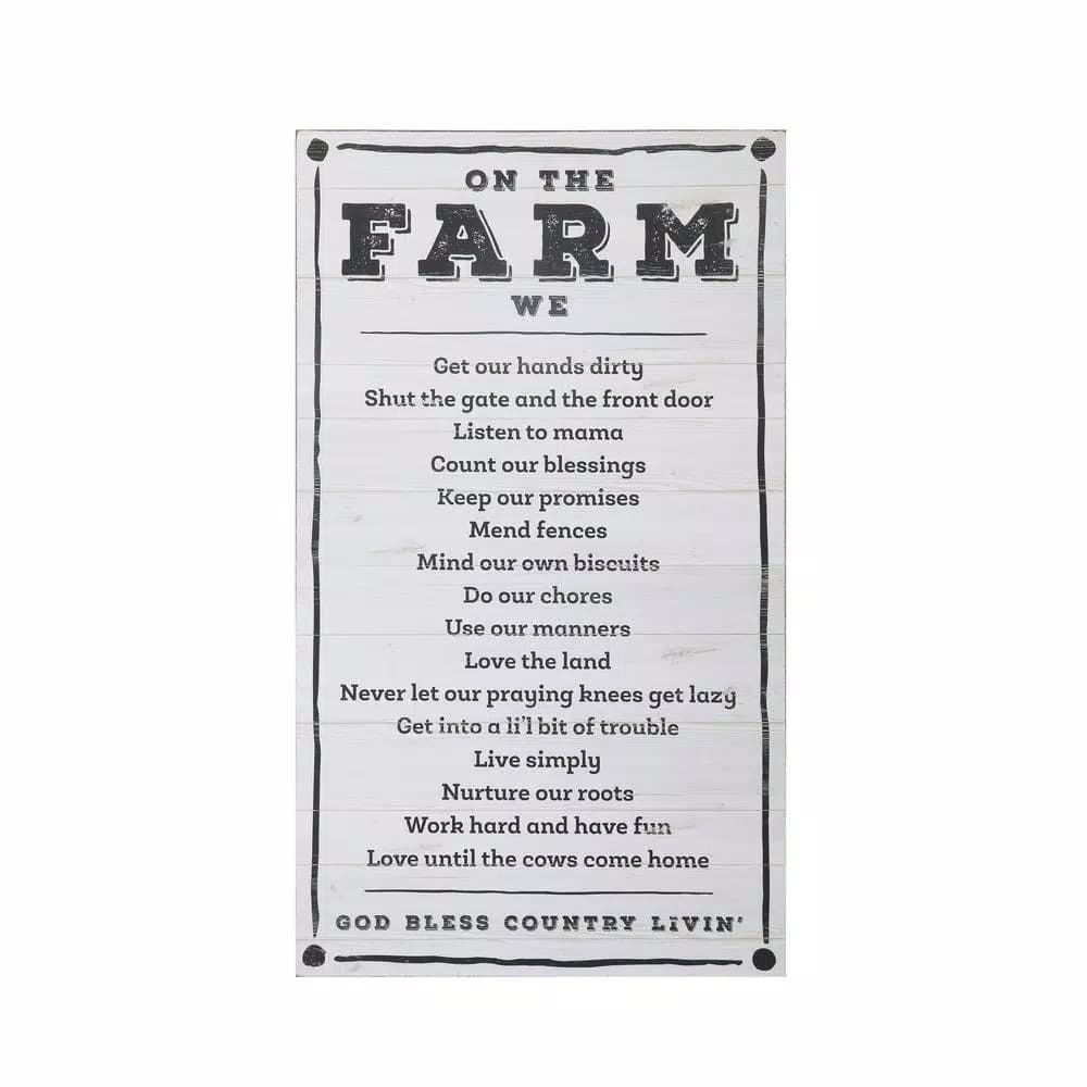 3R Studios On the Farm Rustic Wood Sign - 26 x 15 in. Farmhouse Wall Art