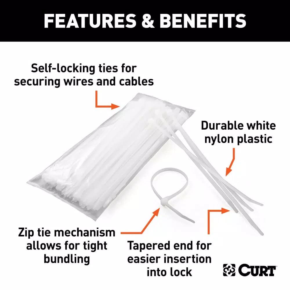 CURT 7-1/4" Nylon Wire Ties, 100-Pack