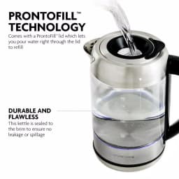 Ovente KG612S 1.7L Glass Electric Kettle, 1500W Silver Stainless Steel with Blue LED Light thumbnail 3