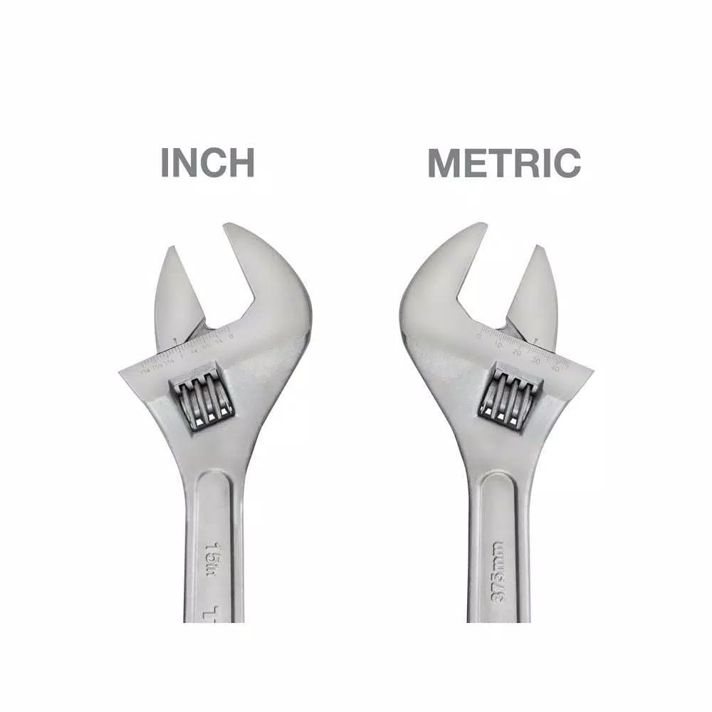 TEKTON 15 in. Adjustable Wrench, Carbon Steel with Satin Chrome Finish
