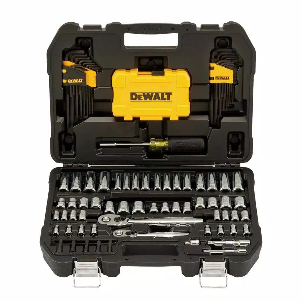DEWALT 108-Piece Mechanics Tool Set with 1/4 in. and 3/8 in. Drive Ratchets and 9 ft. Tape Measure