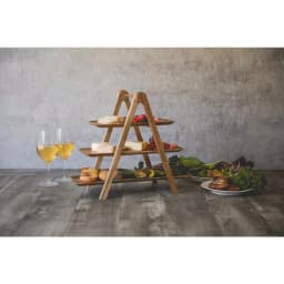Picnic Time Acacia Wood 3-Tier Serving Ladder Station Set with Removable Trays thumbnail 7