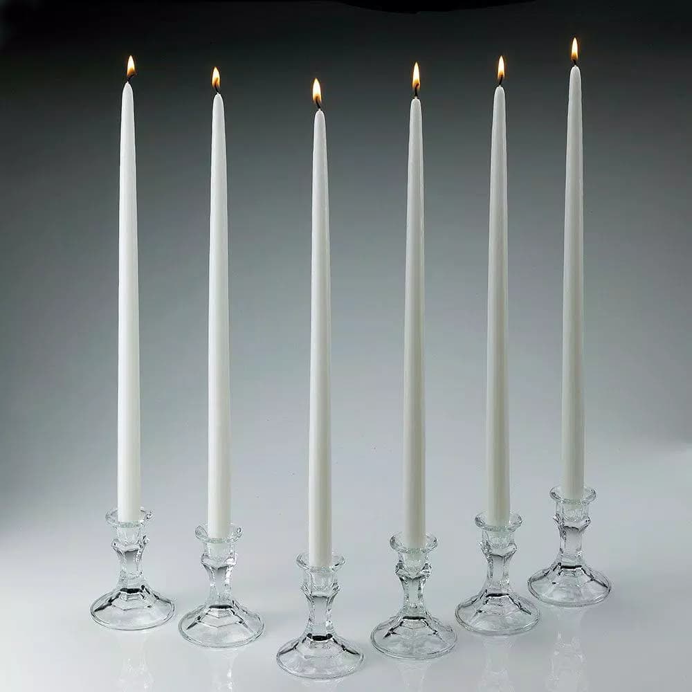Light In The Dark Shop A Candle 18 in. White Taper Candles, Set of 12 - Dripless & Clean Burning