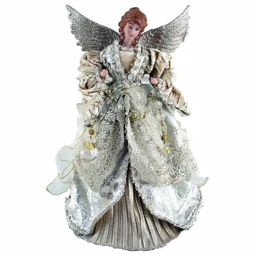Santa's Workshop 16 in. Gilded Angel Tree Topper - Platinum and Light Bronze Resin Figurine
