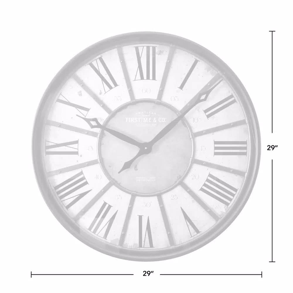 FirsTime 29 in. Roman Oil Rubbed Bronze Wall Clock, Oversized Industrial Style