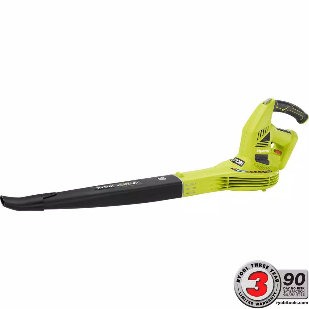 RYOBI ONE+ 18V Lithium-Ion Hybrid Cordless/Corded Leaf Blower, 150 MPH, 200 CFM (Tool Only)