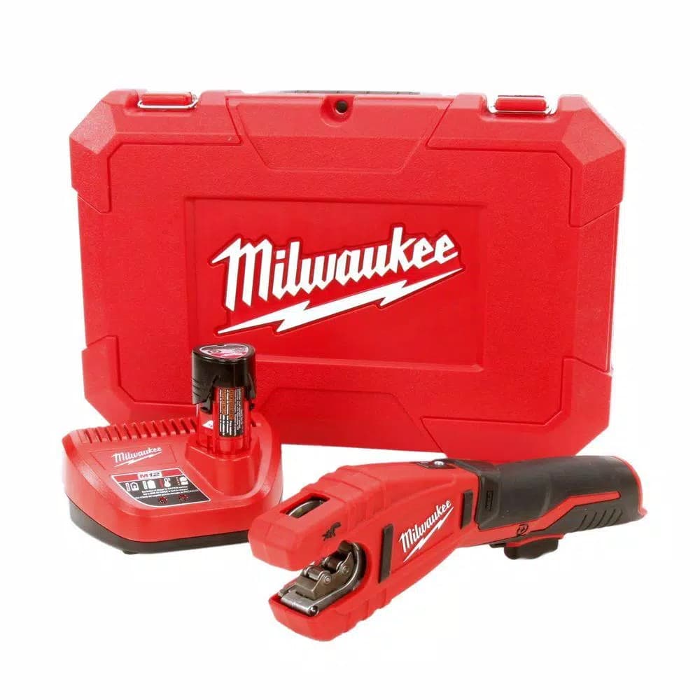 Milwaukee M12 12V Lithium-Ion Cordless Copper Tubing Cutter Kit with 1.5 Ah Battery and Charger
