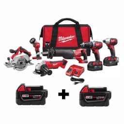 Milwaukee M18 18V Lithium-Ion Cordless 6-Tool Combo Kit with 4 Batteries and Charger thumbnail 1