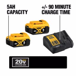DEWALT 20V MAX XR 1 in. SDS Plus Rotary Hammer Kit with Dust Extractor, (2) 5 Ah Batteries & 1/2 in. Impact Wrench thumbnail 5