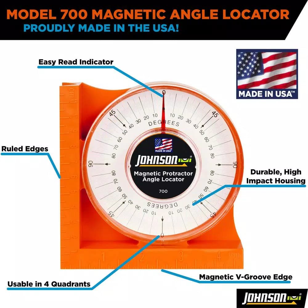 Johnson Magnetic Angle Locator Protractor with V-Groove