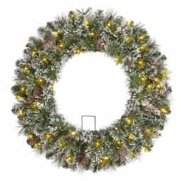 Home Accents Holiday 30in. Sparkling Amelia Pine Pre-lit LED Artificial Christmas Wreath with 50 Warm White Micro-Dot Lights thumbnail 1