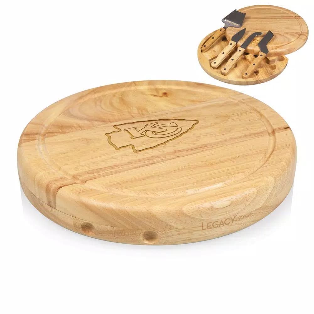 TOSCANA Kansas City Chiefs Circo Wood Cheese Board Set with 4 Stainless Steel Tools