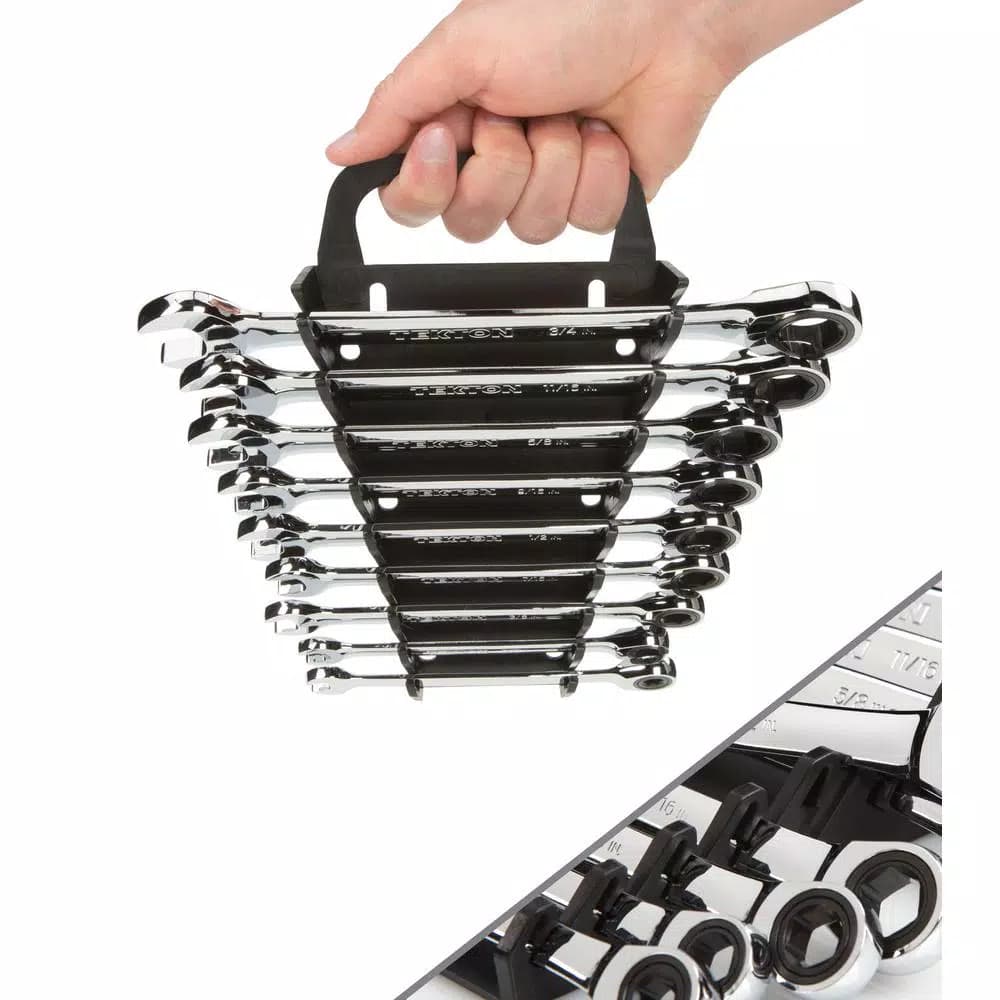 TEKTON 9-Piece Ratcheting Combination Wrench Set, 1/4 in. to 3/4 in.