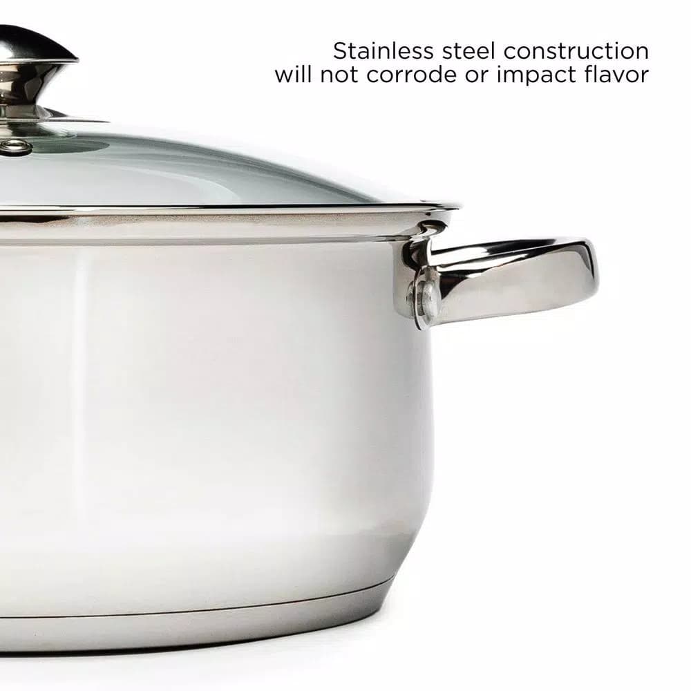 Ecolution Pure Intentions 5 Qt. Round Stainless Steel Dutch Oven with Glass Lid
