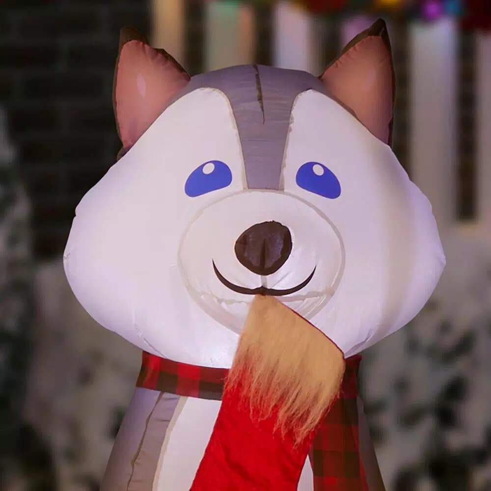 Home Accents Holiday Airblown Inflatables Puppy Pals Christmas Inflatable with Stockings, 7.5 ft. W x 3.74 ft. H