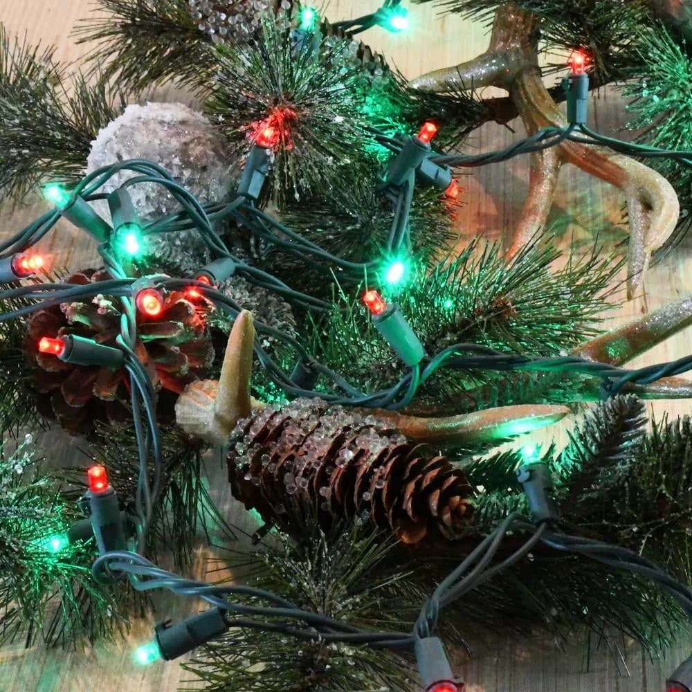 LUMABASE 70-Light Red and Green LED Mini String Lights, Weather Resistant, Indoor/Outdoor Use