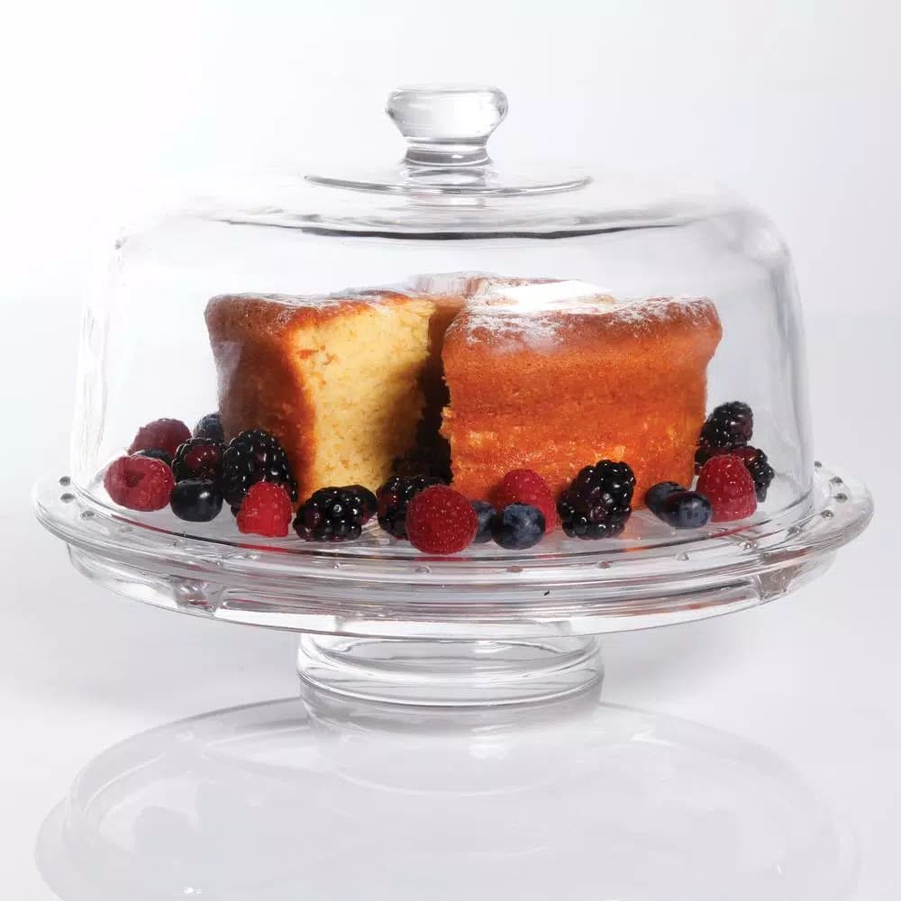 Gibson Home Great Foundations 2-Piece Glass Cake Stand with Dome