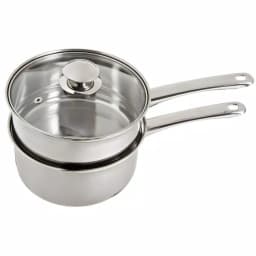 ExcelSteel 3-Piece 2.5 Qt Stainless Steel Double Boiler Set with Tempered Glass Lid thumbnail 1