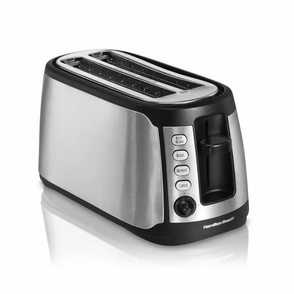 Hamilton Beach 4-Slice Long Slot Toaster with Keep Warm Setting, Black