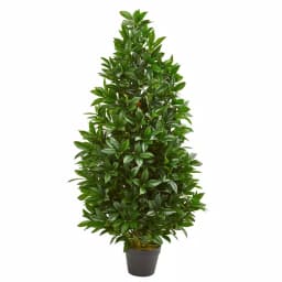 Nearly Natural 4 ft. Artificial Bay Leaf Topiary Tree - UV-Resistant Indoor/Outdoor Silk Plant thumbnail 1