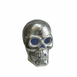 Northlight 14 in. LED Silver Metallic Day of the Dead Skull Lighted Decoration thumbnail 1