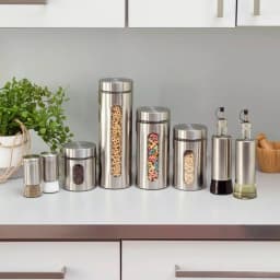 Home Basics Essence 4-Piece Stainless Steel Canister Set with Glass Base thumbnail 4