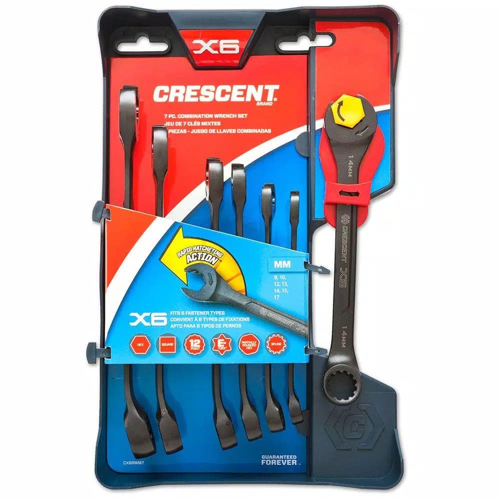 Crescent X6 7-Piece Metric Ratcheting Combination Wrench Set