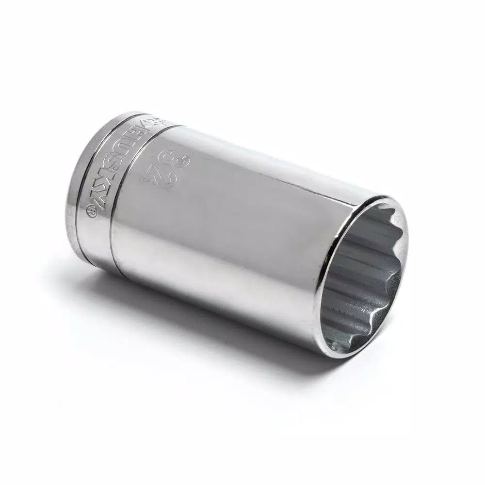 Husky 1/2 in. Drive 12-Point Deep Metric Socket, 32 mm
