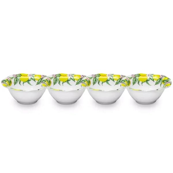 Q Squared Limonata 4-Piece Yellow Melamine Dip Bowl Set, Shatterproof Serving Bowls