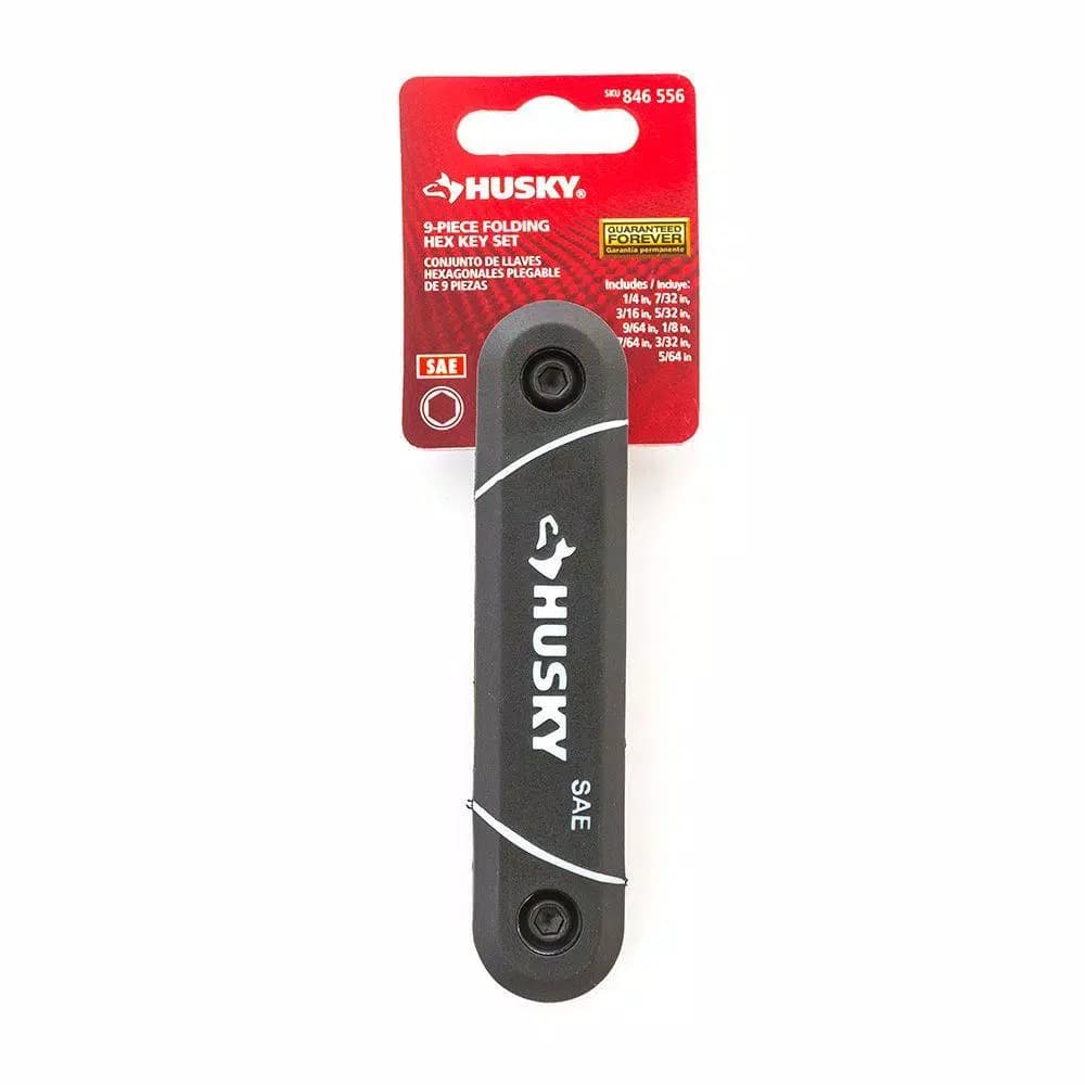 Husky 9-Piece SAE Folding Hex Key Set, Alloy Steel