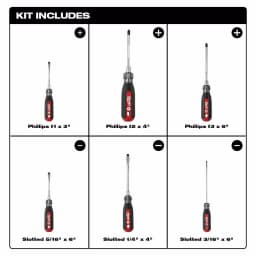 Milwaukee 6-Piece Cushion Grip Screwdriver Set with Hardened Tips thumbnail 3