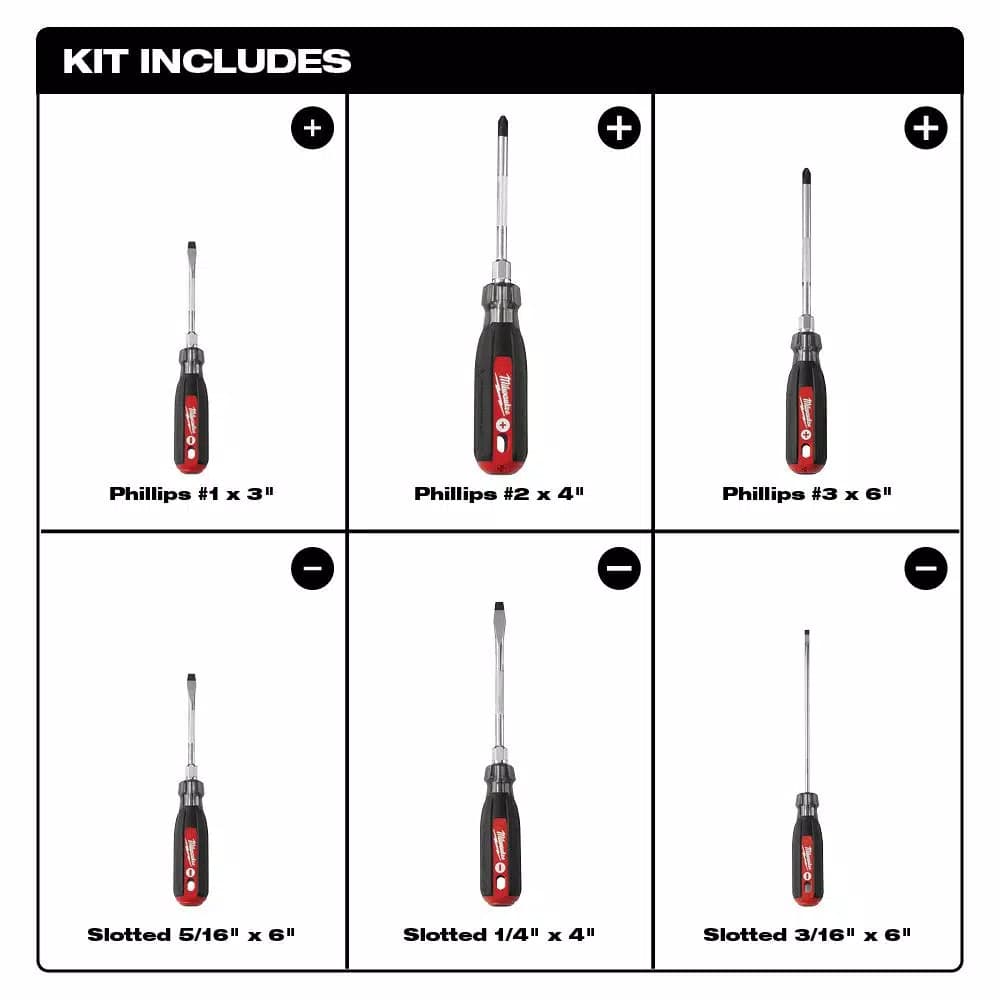 Milwaukee 6-Piece Cushion Grip Screwdriver Set with Hardened Tips
