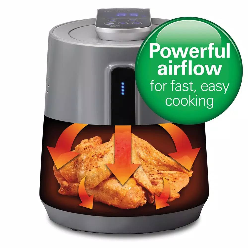Hamilton Beach 2.5 L Digital Air Fryer, 1400W, 6 Preset Settings, Grey