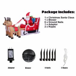 JOYDECOR 5 ft. Santa Claus on Sleigh with 2 Reindeer Christmas Inflatable Outdoor Decoration with LED Lights thumbnail 4