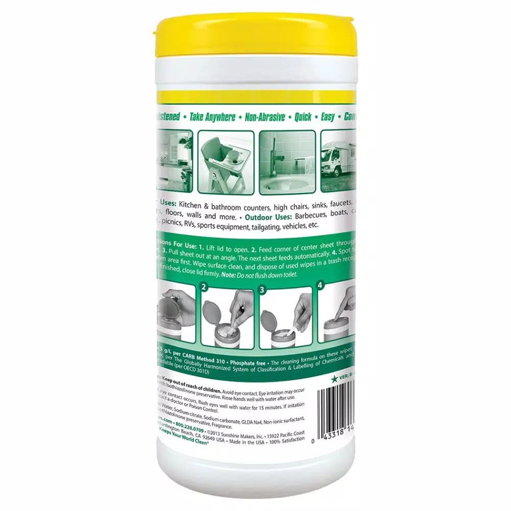Simple Green All-Purpose Lemon Scented Cleaning Wipes, 40-Count