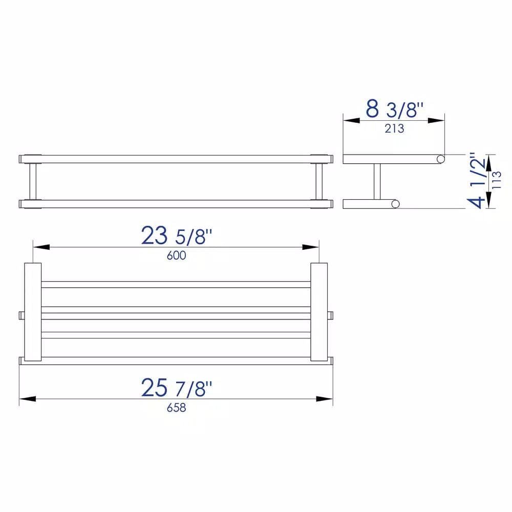 ALFI BRAND 25.88 in. Modern Wall Mount Towel Rack with Shelf, Polished Chrome