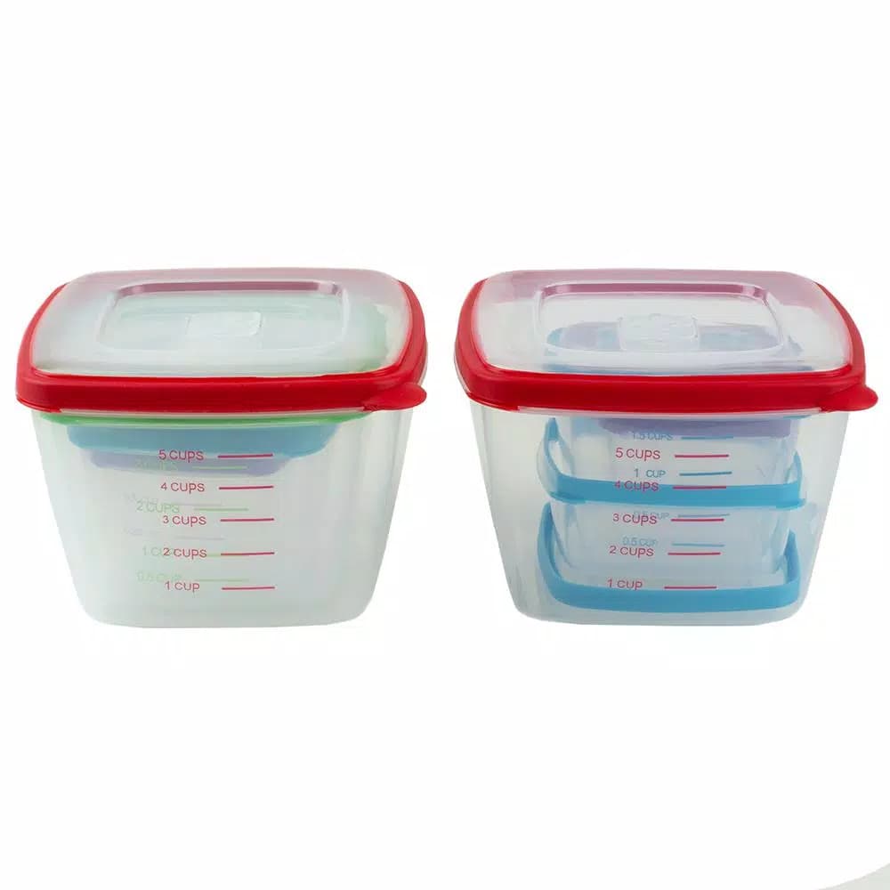 Unbranded 10-Piece Locking Round Plastic Food Storage Container Set with Airtight Snap-On Lids