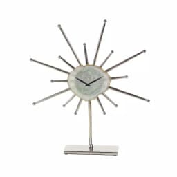 LITTON LANE Silver Agate Stone and Aluminum Star Sculpture Analog Quartz Clock thumbnail 2
