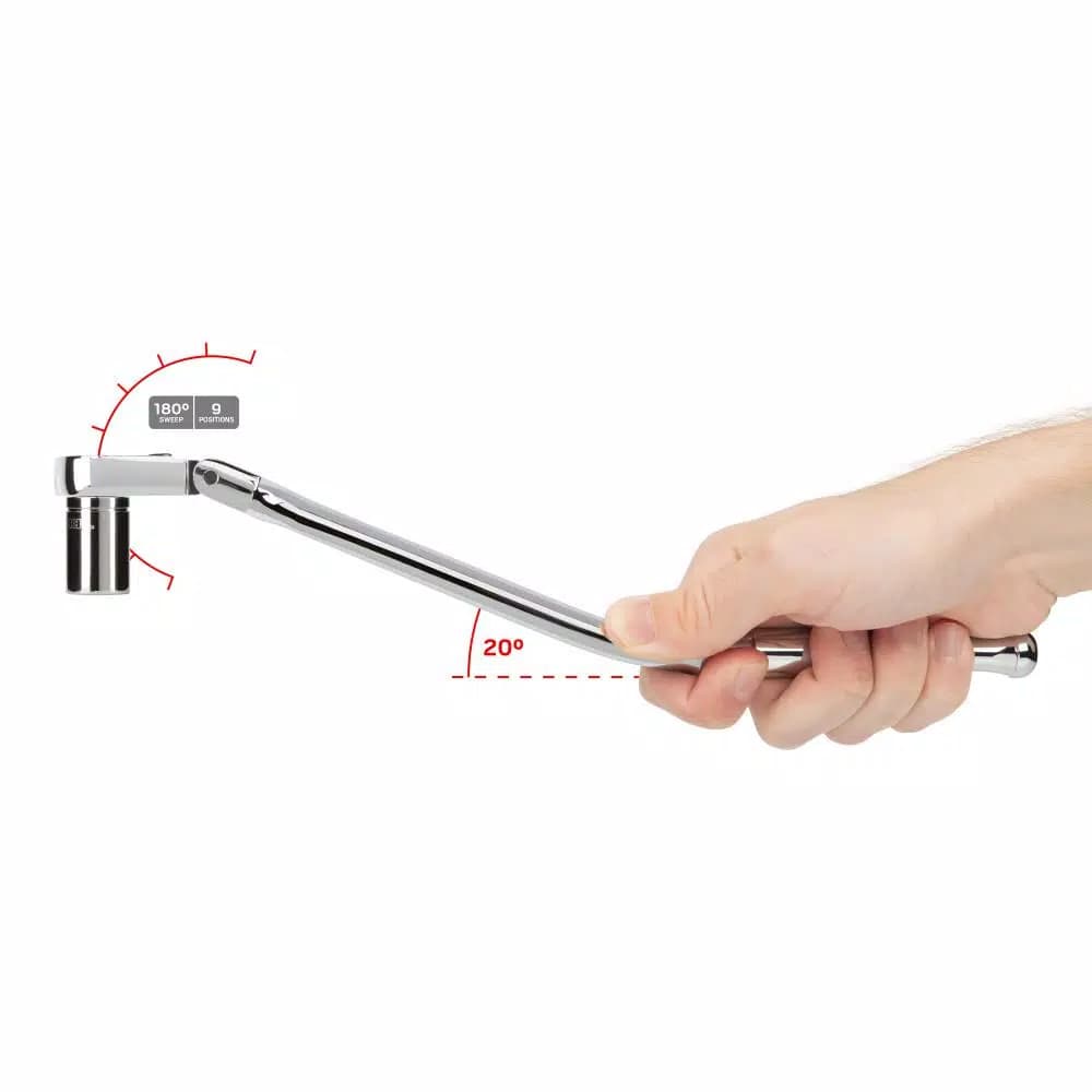 TEKTON 3/8 in. Drive x 12 in. Flex Head Bent Handle Ratchet, 90-Tooth