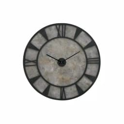 LITTON LANE 35 in. Modern Industrial Round Wall Clock - Matte Black Iron and Stone Gray Wood thumbnail 2