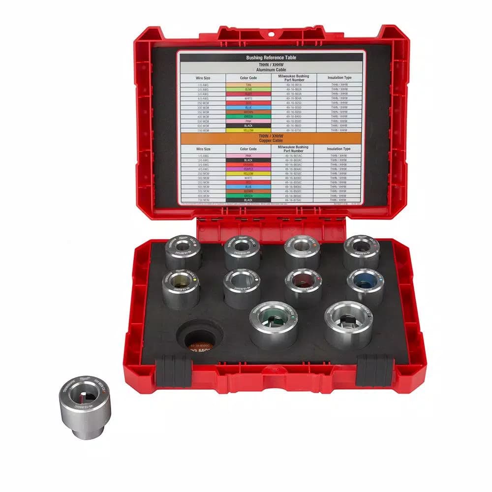 Milwaukee Cable Stripper Bushing Kit, 1/0 AWG - 750 MCM Cu THHN/XHHW, Includes Carrying Case