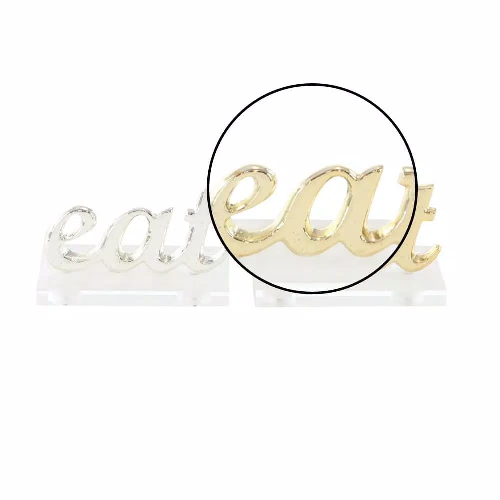 LITTON LANE Modern "Eat" Aluminum Letter Cutouts, Gold and Silver Set of 2