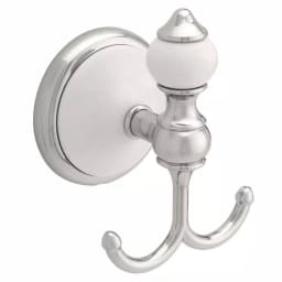 Delta Alexandria Double Towel Hook - Chrome and White thumbnail 1