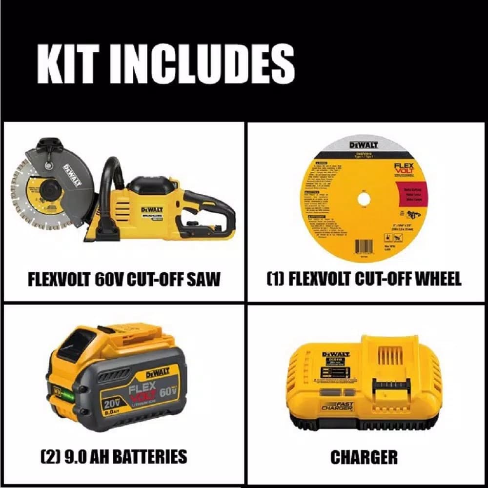 DEWALT FLEXVOLT 60V MAX 9 in. Cordless Brushless Cut-Off Saw Kit with (2) 9.0 Ah Batteries