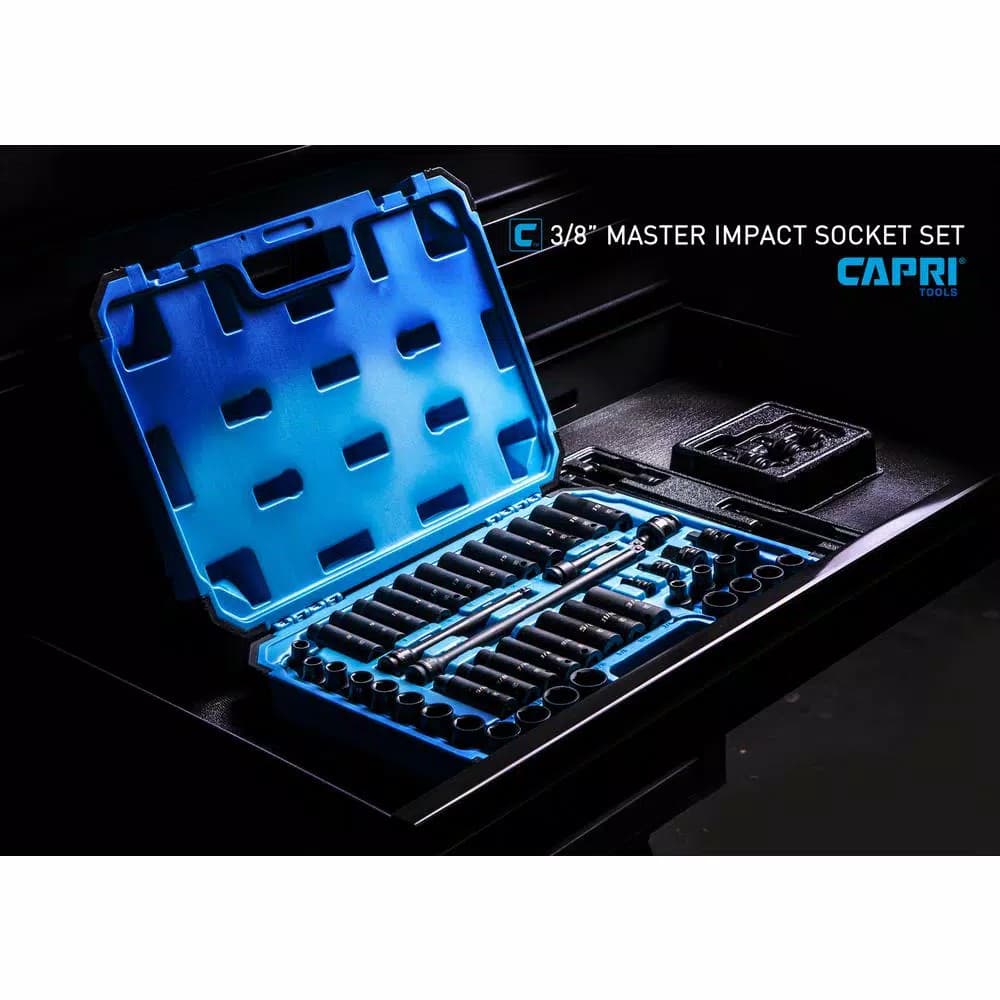 Capri Tools 48-Piece 3/8 in. Drive SAE/Metric Master Impact Socket Set with Adapters and Extensions