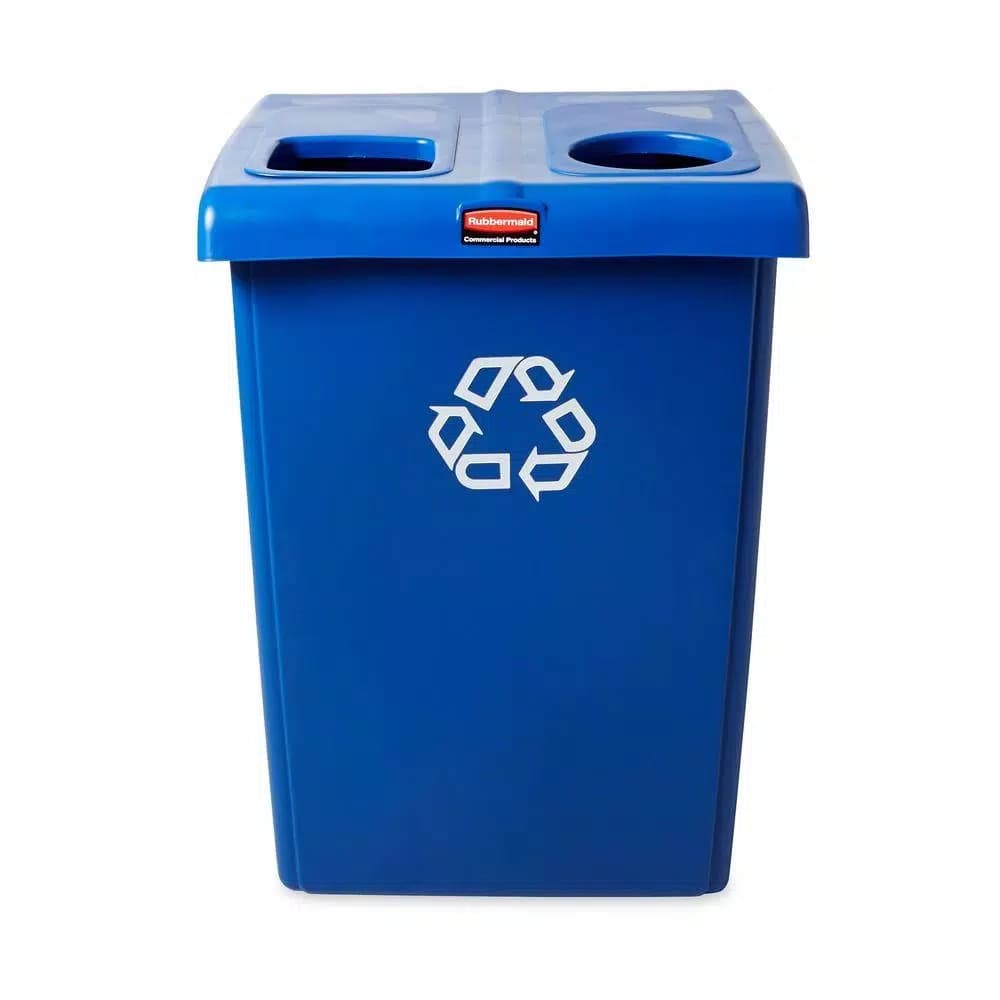 Rubbermaid Commercial Products 46 Gal. 2-Stream Glutton Recycling Station - High-Capacity Indoor/Outdoor Recycling Bin