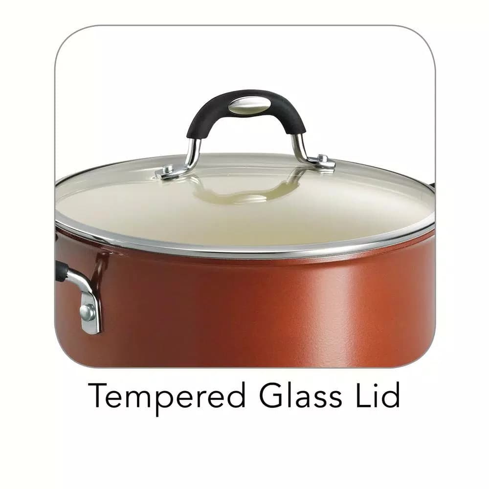 Tramontina Style Ceramica 5 Qt. Round Aluminum Dutch Oven with Glass Lid, Metallic Copper