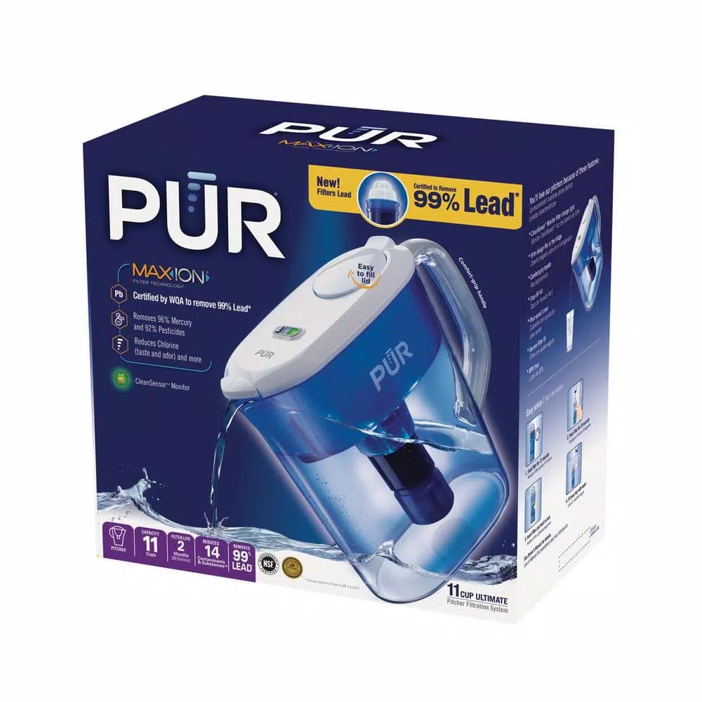 PUR Ultimate 11-Cup Water Pitcher with Lead Reduction Filter and CleanSensor LED